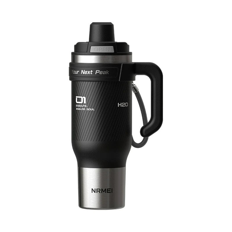1250Ml Stainless Steel Ceramic Tumbler, 72 Hours Cold Ice Portable Thermal Insulated Water Bottle with Straw Large Capacity Cup