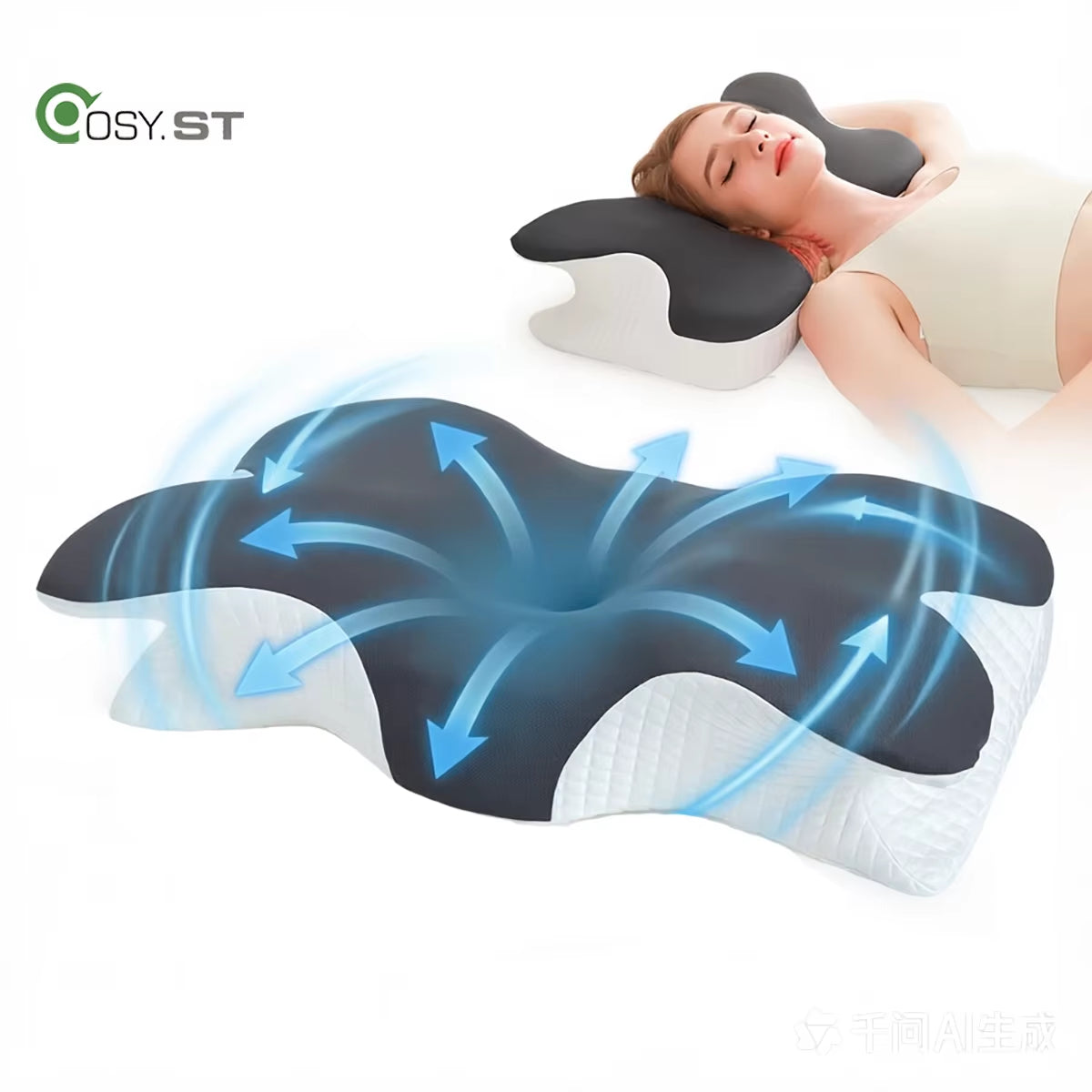 High Quality Luxury Shredded Memory Foam Pillow Butterfly Shape Ergonomic Back Side Sleeping Bed OEKO-TEX Certified Cervical