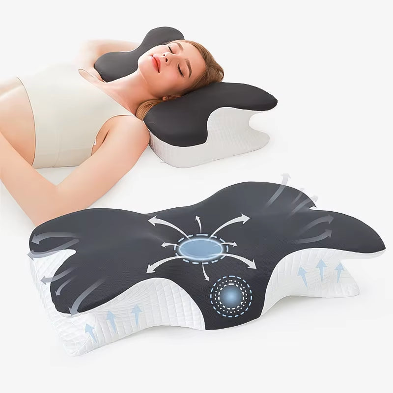 High Quality Luxury Shredded Memory Foam Pillow Butterfly Shape Ergonomic Back Side Sleeping Bed OEKO-TEX Certified Cervical
